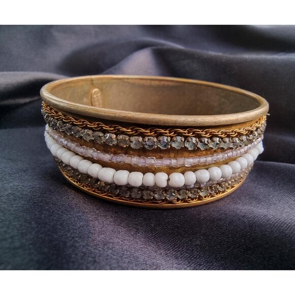 Rare Find Vintage MIRIAM HASKELL Signed 1930s Bangle Bracelet Bronze Toned - Picture 3 of 4